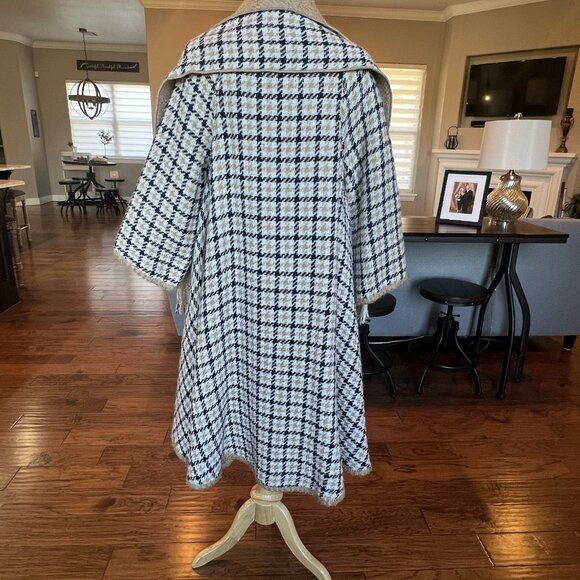 Vtg 60's Cape Reversible Wrap Coat Scarf Jacket Coat One Size S M L XL Check - Picture 6 of 16